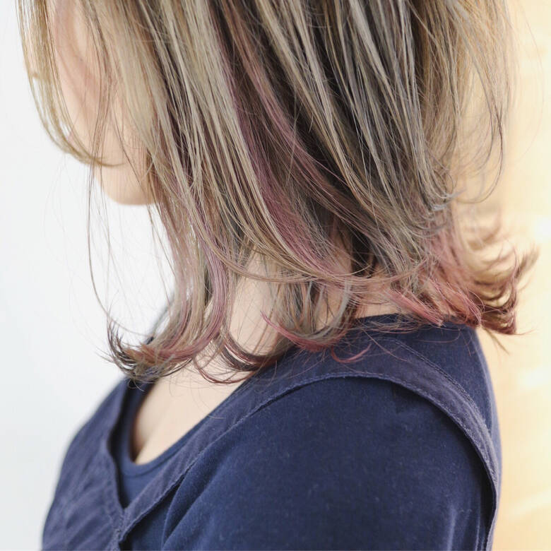 インナーカラー ボブ インナーカラーパープル インナーピンク Freelance Miyoshi 4872 Hair