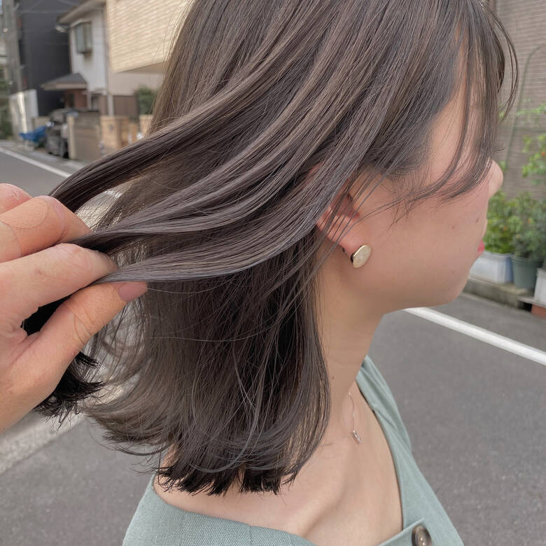 透明感カラー ナチュラル グレーアッシュ ミディアム フリーランス 日高正喜 Hair