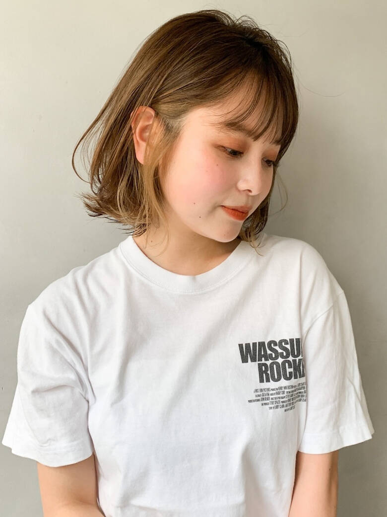 シアーベージュ ミニボブ ボブ 切りっぱなしボブ Kyli 塚本 夏帆 Hair