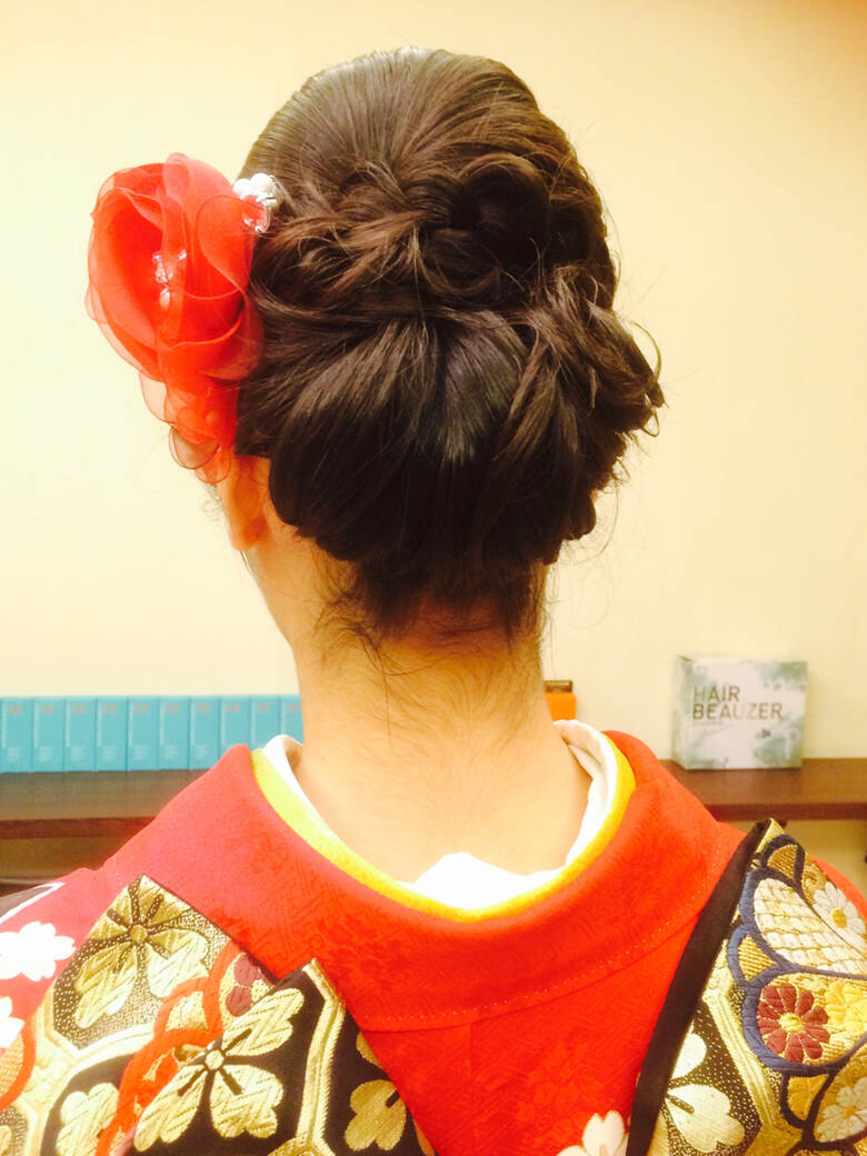 ミディアム 大人かわいい 着物 結婚式 トータルビューティーデザインオフコース 木脇麻未 Hair