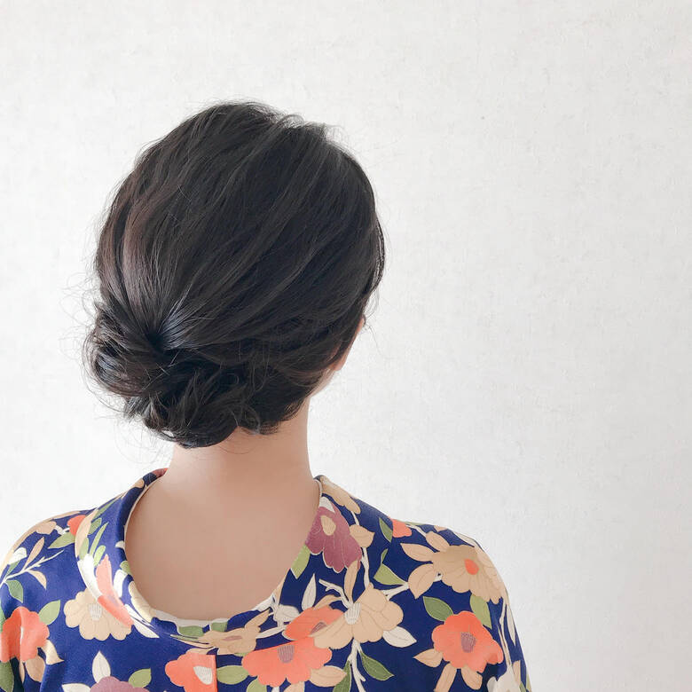 シニヨン 結婚式 ヘアアレンジ 簡単ヘアアレンジ 福岡天神ヘアセット 着付け専門店 Three Keys Moriyama Mami Hair