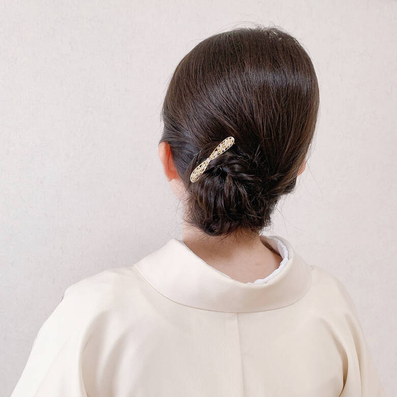 ミディアム 結婚式ヘアアレンジ 訪問着 アップスタイル 福岡天神ヘアセット 着付け専門店 Three Keys Moriyama Mami Hair