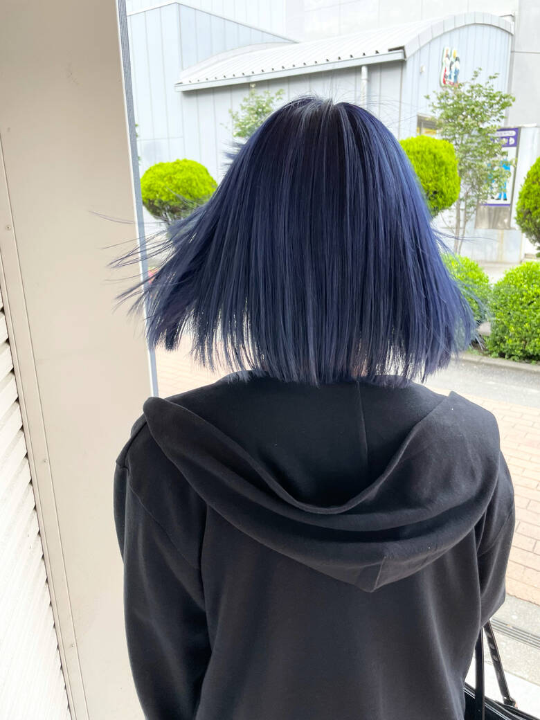 ボブ グレージュ 韓国ヘア ネイビー Wavy S 今西優 6479 Hair