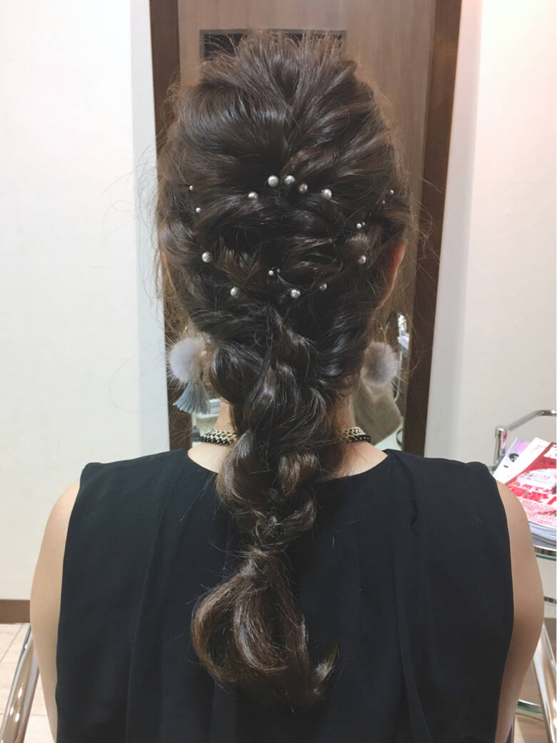 編み込み ロング ナチュラル パーティ Holic 中村香菜子 Hair