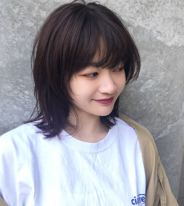 モード ウルフカット 切りっぱなしボブ 外ハネ Marju銀座 インナーカラー ホヅミ チサキ Hair