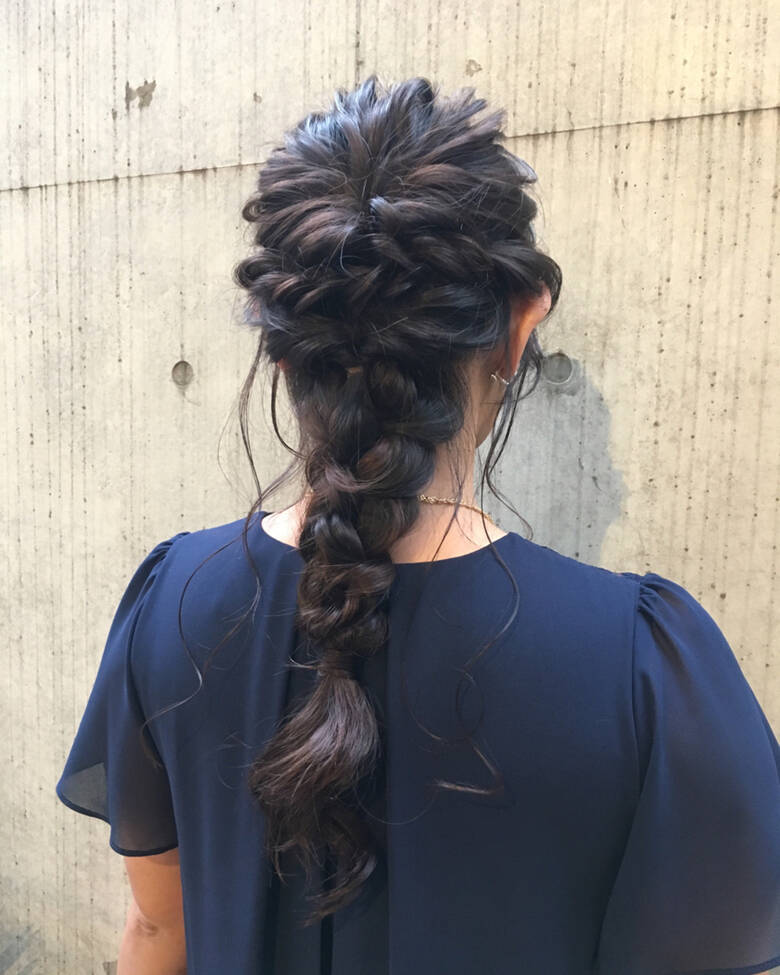 ヘアアレンジ フェミニン 編み込み ロング Anna Lanna 中尾 寿揮 Hair