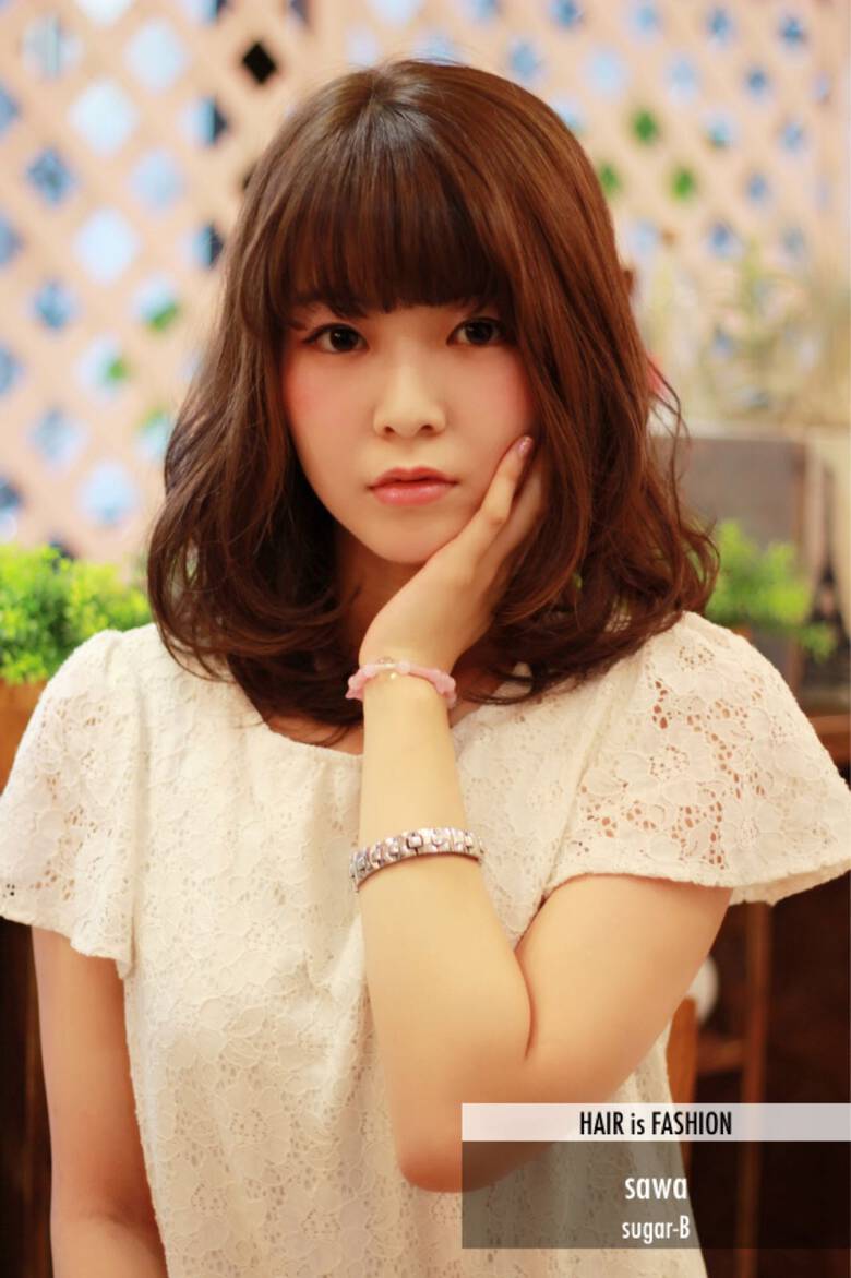 パーマ 小顔 セミロング 大人女子 Sugar B Sawa Hair