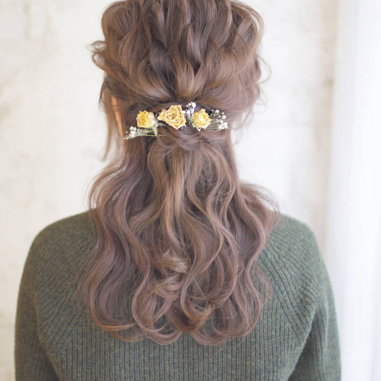 ヘアアレンジ 結婚式 セミロング ハーフアップ Nalu Hair ナルーヘアー 谷本将太 Nalu Hair Hair