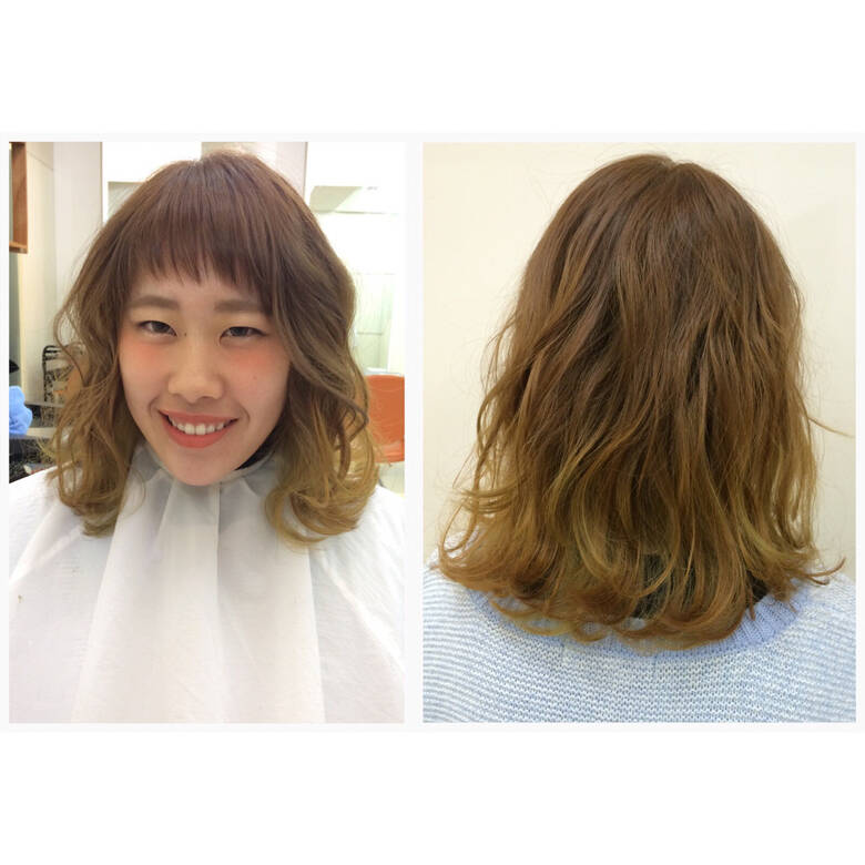 ゆるふわ オン眉 グラデーションカラー ミディアム Les Garcons 藤野美咲 Hair