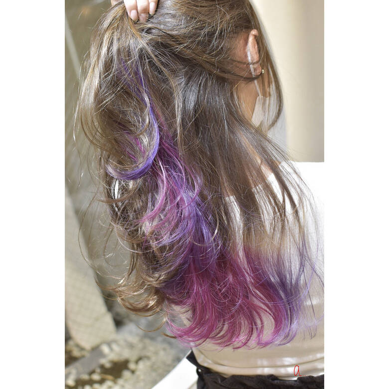 ロング インナーピンク インナーカラーパープル インナーカラー グランスパアヤラ 船橋店 加藤 愛奈 6008 Hair