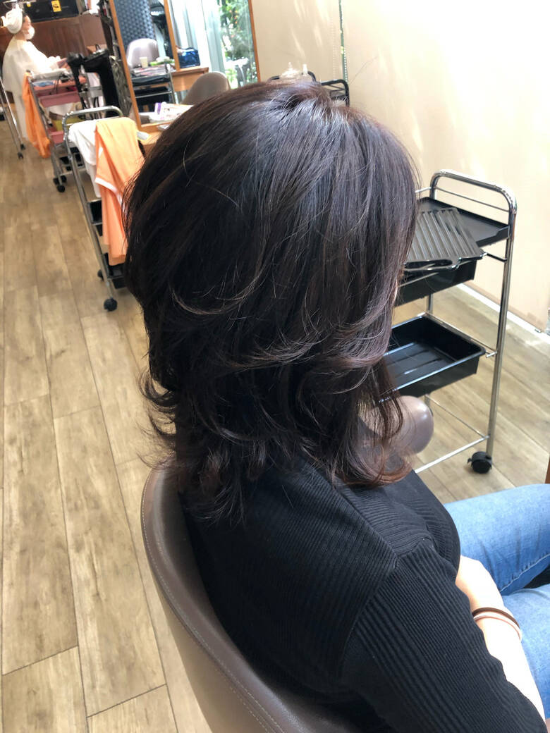 ヘアカラー レイヤースタイル エレガント ミディアム 金子 一海 Hair