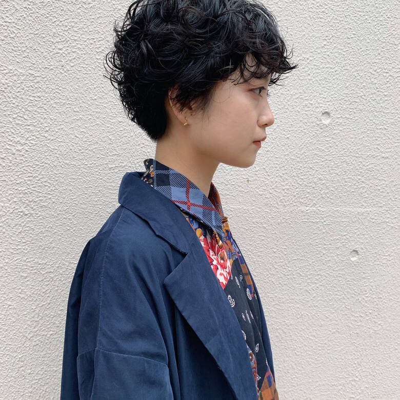 ストリート ショート 黒髪ショート パーマ Kiit Waka Hair