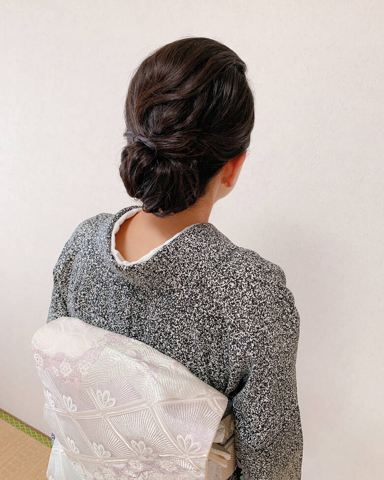 訪問着 着物 黒髪 結婚式 福岡天神ヘアセット 着付け専門店 Three Keys Moriyama Mami Hair