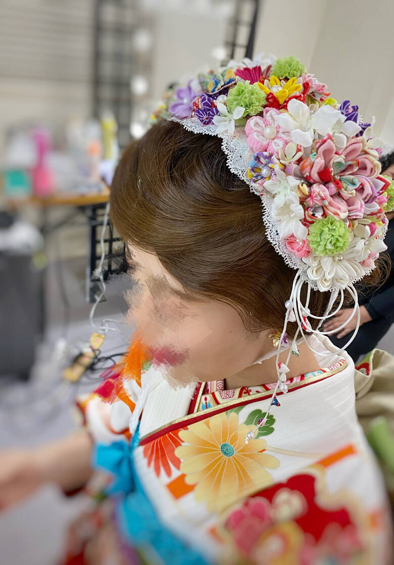 ヘアアレンジ セミロング 成人式ヘア フィンガーウェーブ Fots 南堀江 Fots 愛美 5597 Hair