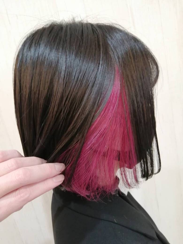 フェミニン ショートボブ ブリーチ インナーピンク 髪質改善 Hair Grandage 北千住 髪質改善 Hair Grandage 北千住 Hair