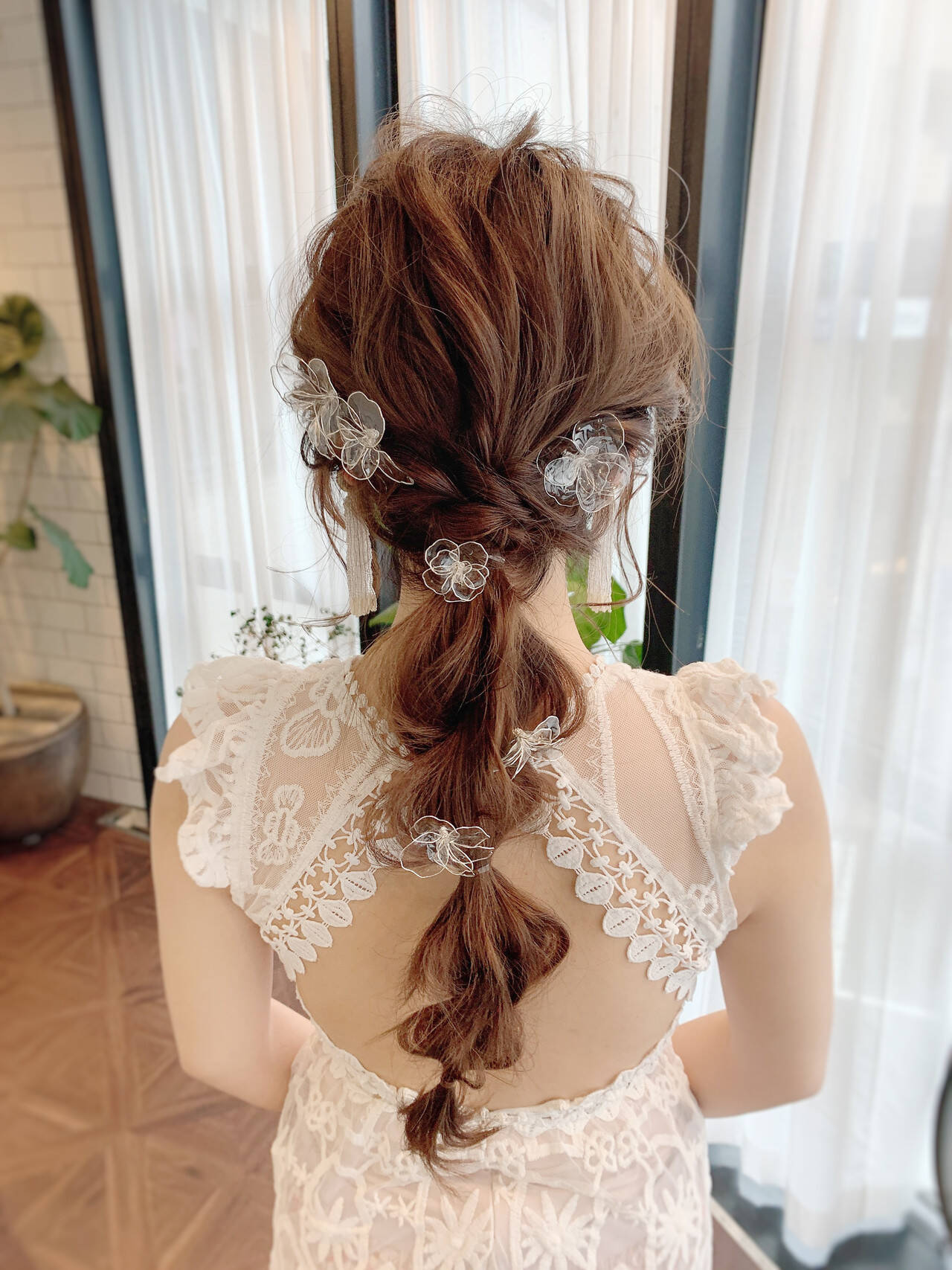 花嫁 髪型 編みおろし