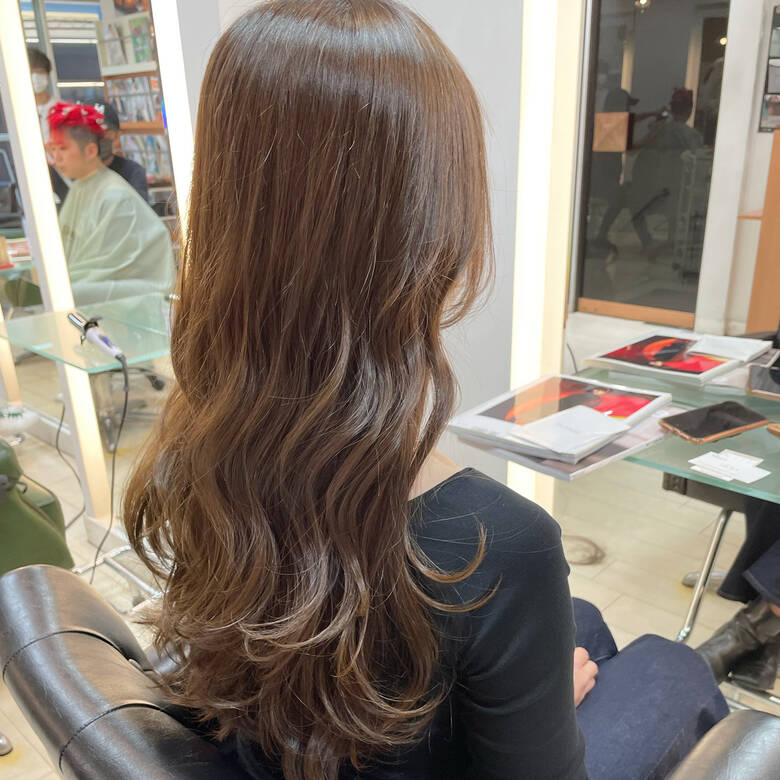 デジタルパーマ 透明感カラー 極細ハイライト 大人可愛い Allora 上野紘希 6672 Hair