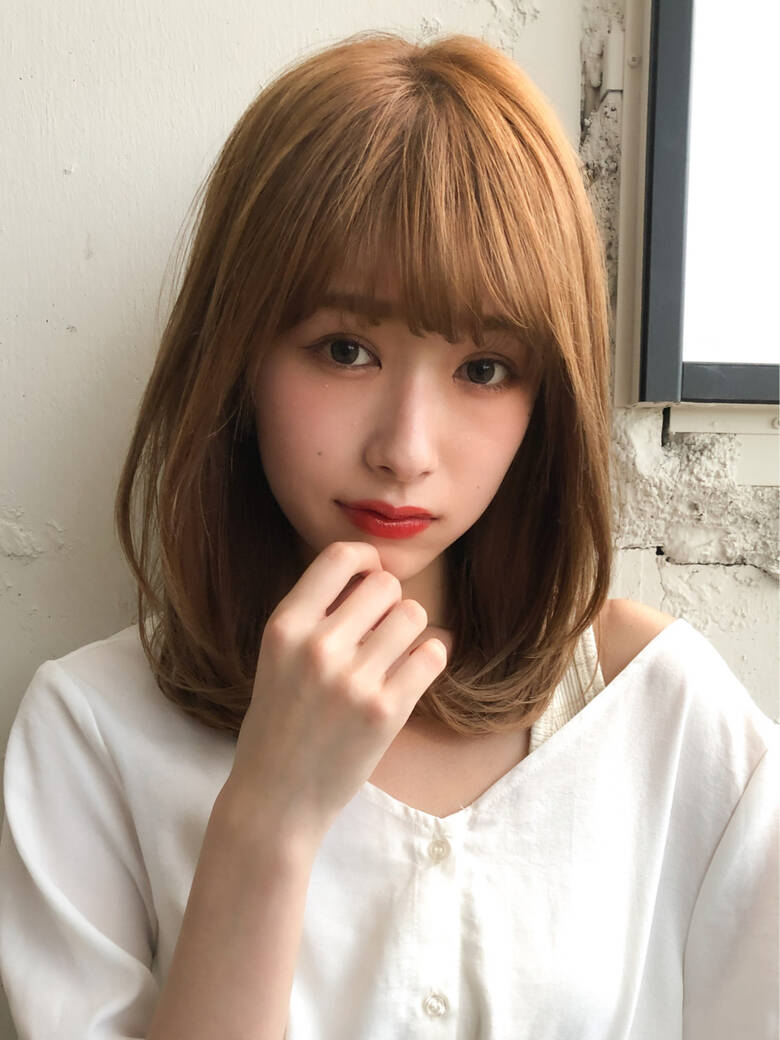 鎖骨ミディアム 斜め前髪 前髪 ふんわり前髪 Agnos 青山 永沢 由希代 Agnos青山 5242 Hair