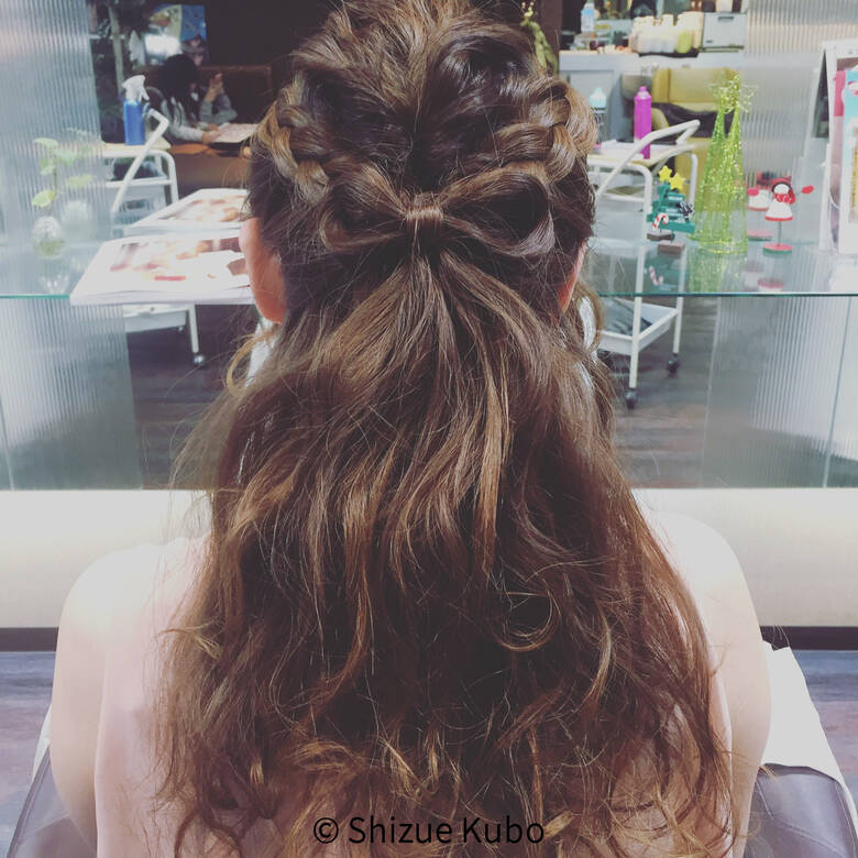 パーティ ロング ヘアアレンジ 波ウェーブ Bonbout Shizue Kubo Hair