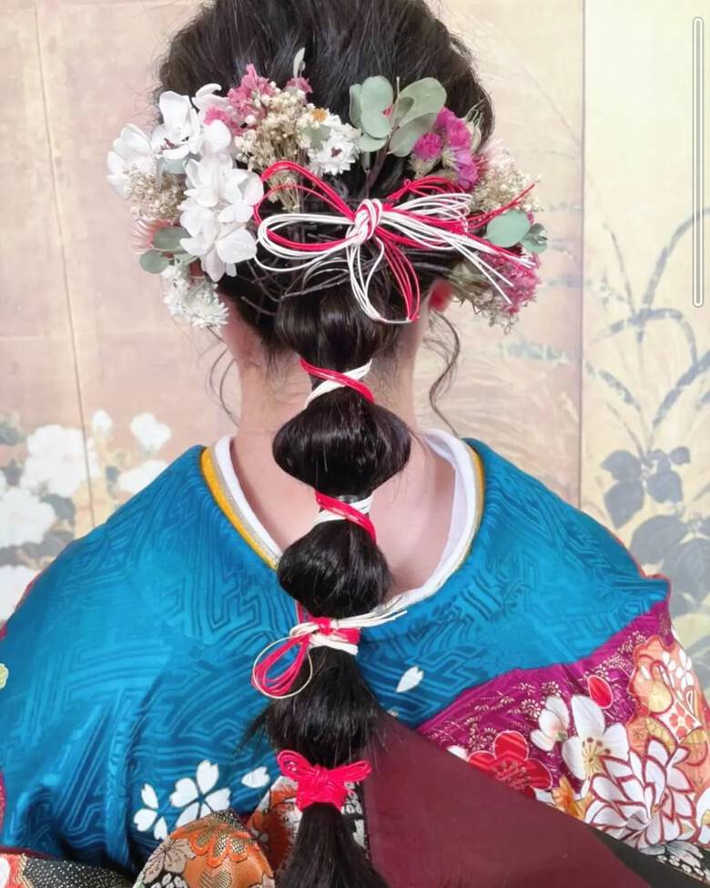 セミロング 成人式ヘアメイク着付け 成人式ヘア ヘアアレンジ リンクス美容室 Rumilinks美容室 Hair