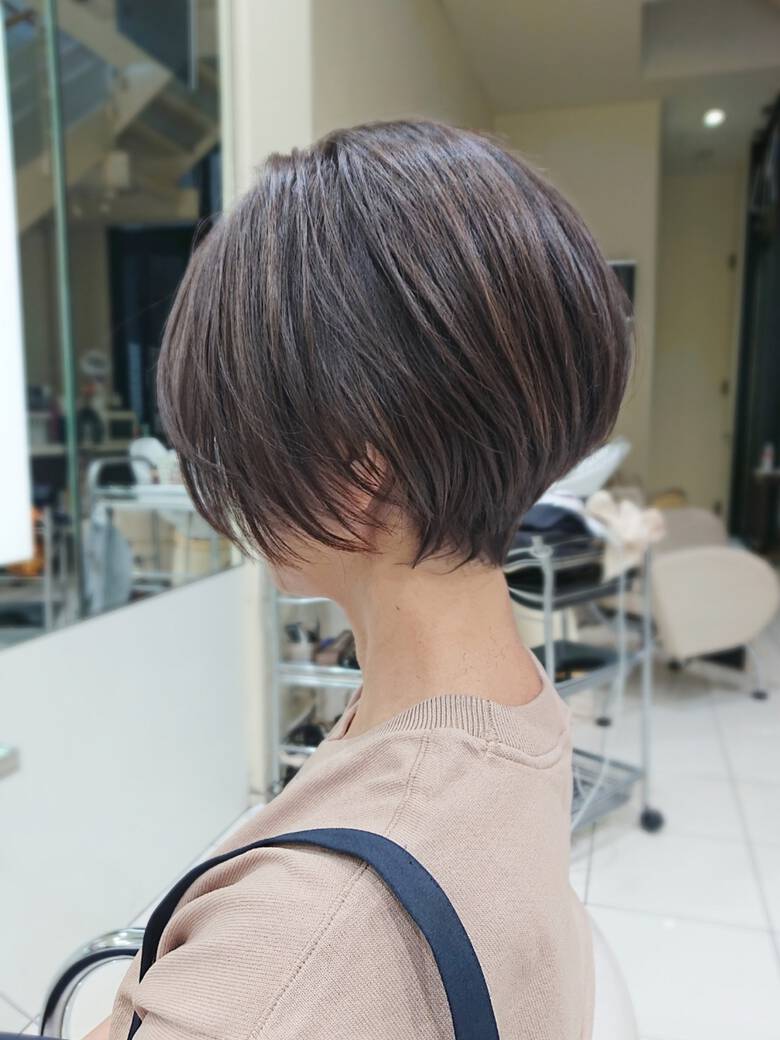 大人ハイライト ショートボブ 斜め前髪 ショート Visage Genuine 横徳憲史 6659 Hair