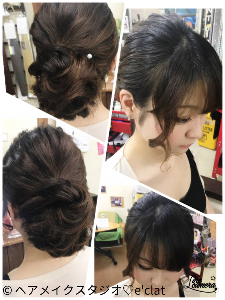 セミロング ヘアアレンジ 夏 上品 ヘアメイクスタジオ E Clat ヘアメイクスタジオ E Clat Hair
