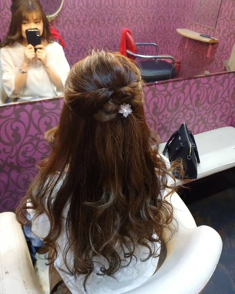 ナチュラル ヘアアレンジ ロング ハーフアップ リンクス美容室 Rumilinks美容室 Hair