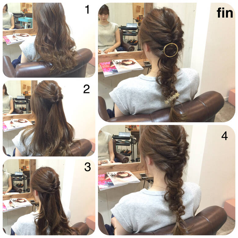 編み込み ヘアアレンジ ロング くるりんぱ Libett リベット 山本尚也 2147 Hair