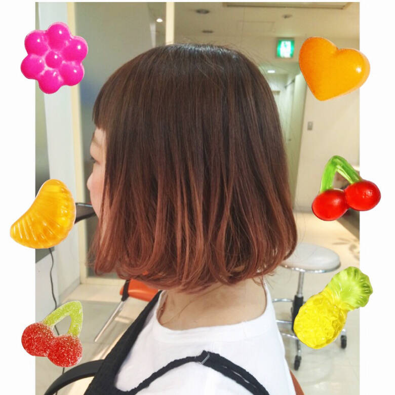 ボブ ストリート オン眉 グラデーションカラー Les Garcons 藤野美咲 Hair
