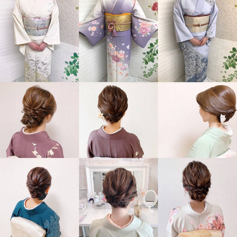 着物 結婚式ヘアアレンジ 結婚式 エレガント 福岡天神ヘアセット 着付け専門店 Three Keys Moriyama Mami Hair