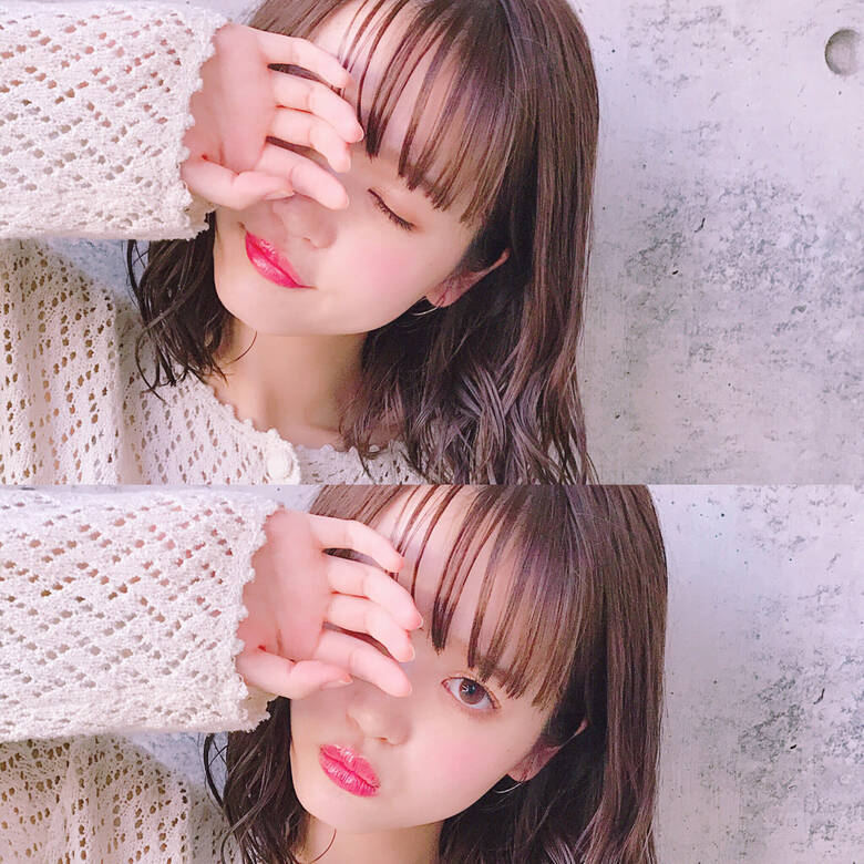 前髪パッツン パーマ ミディアム フェミニン Cache Cache わたるマジック Hair