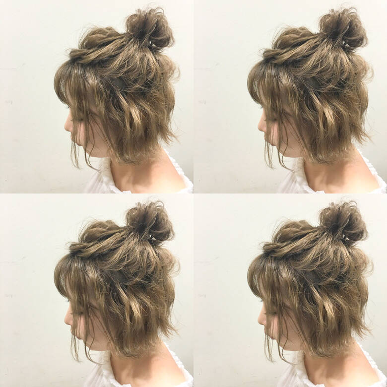 ハーフアップ ボブ 外国人風 ハイライト Roots Irie 斧江 和也 Hair