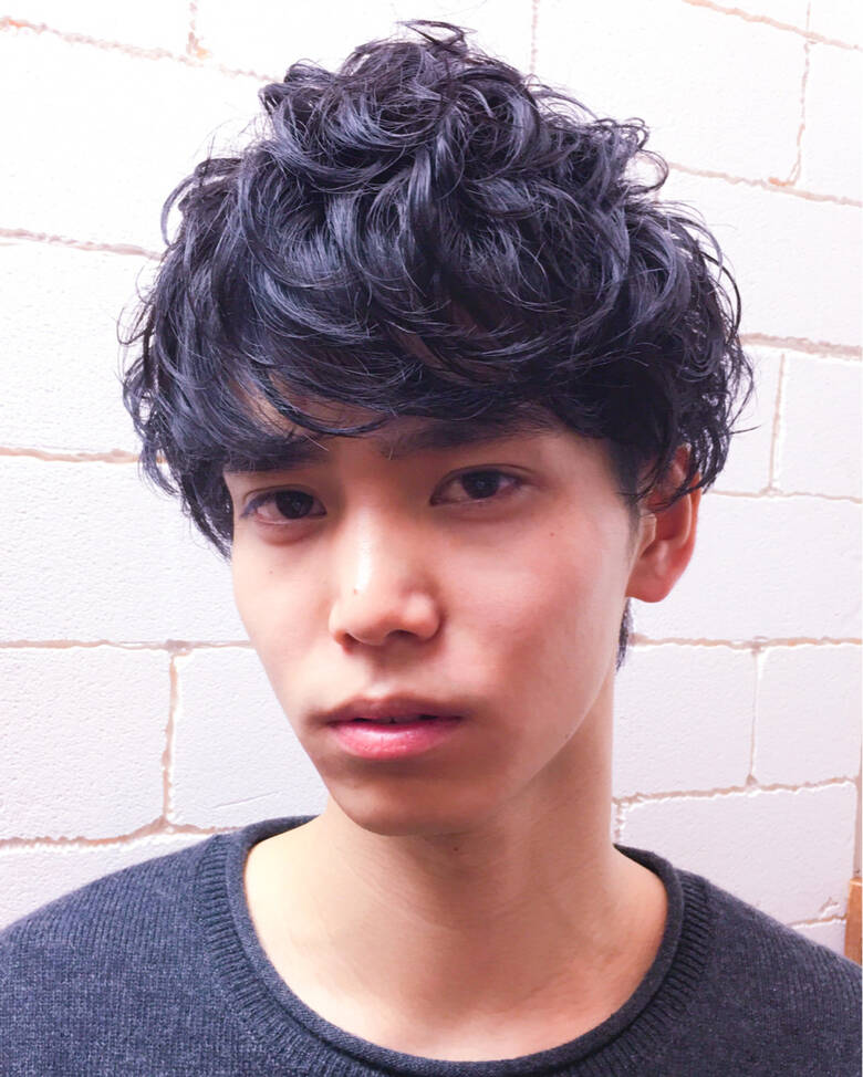 ショート メンズ パーマ 黒髪 Hair Resort Lagoon 加藤信綱 2585 Hair