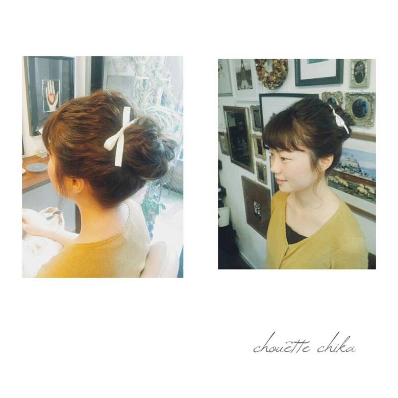 お団子 ショートバング ストリート ヘアアレンジ Chouette シュエット Chikako Kinoshita Hair