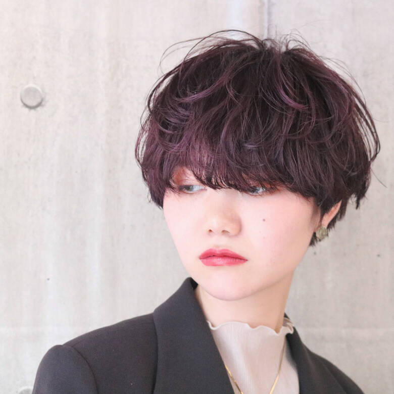 パーマ アンニュイほつれヘア ショートボブ ラベンダーピンク Havana 天神 中村明俊 Hair