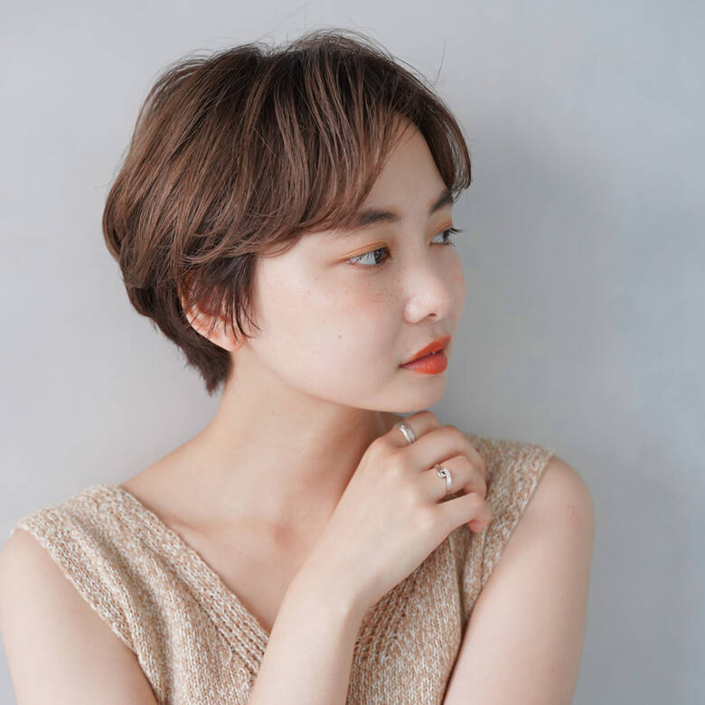 シースルーバング マッシュショート 外国人風カラー ナチュラル Agnos青山 田中 誠二 Agnos青山 Hair