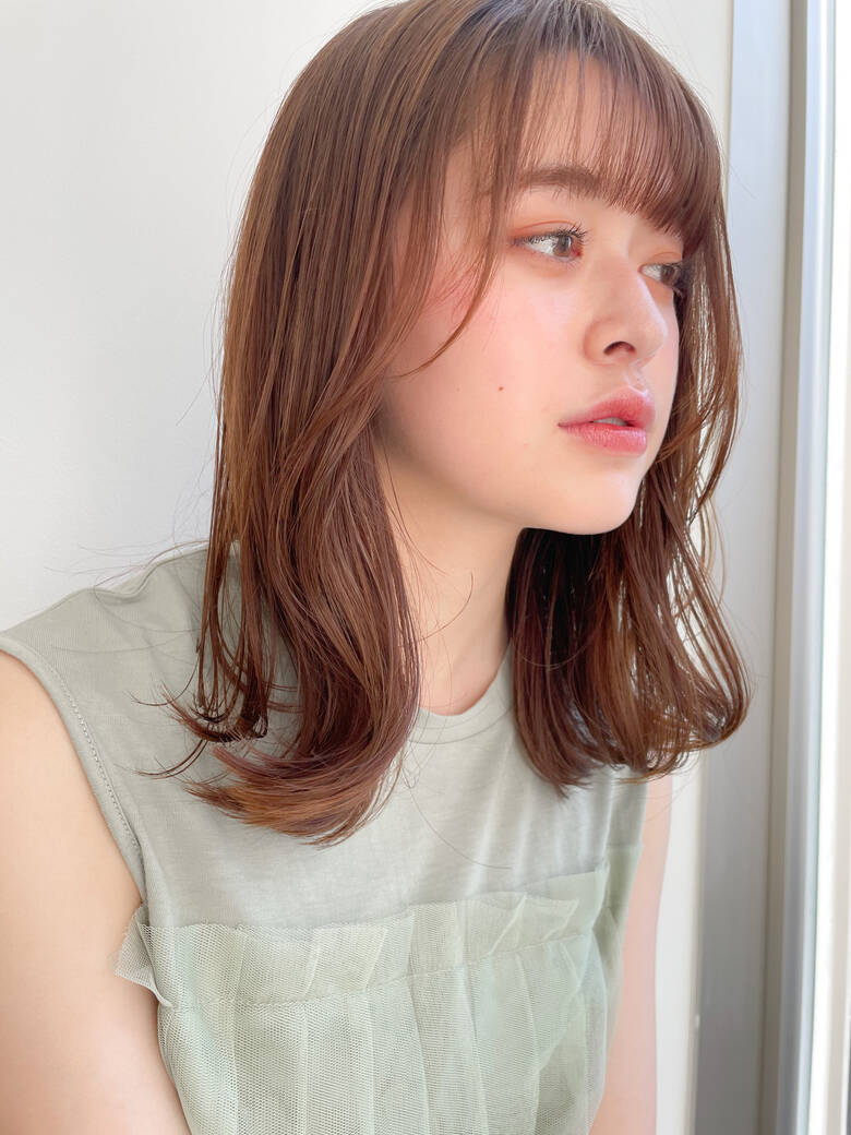 シースルーバング ナチュラル レイヤーカット ミディアム Agnos 青山 杉山 美羽 Agnos青山 Hair