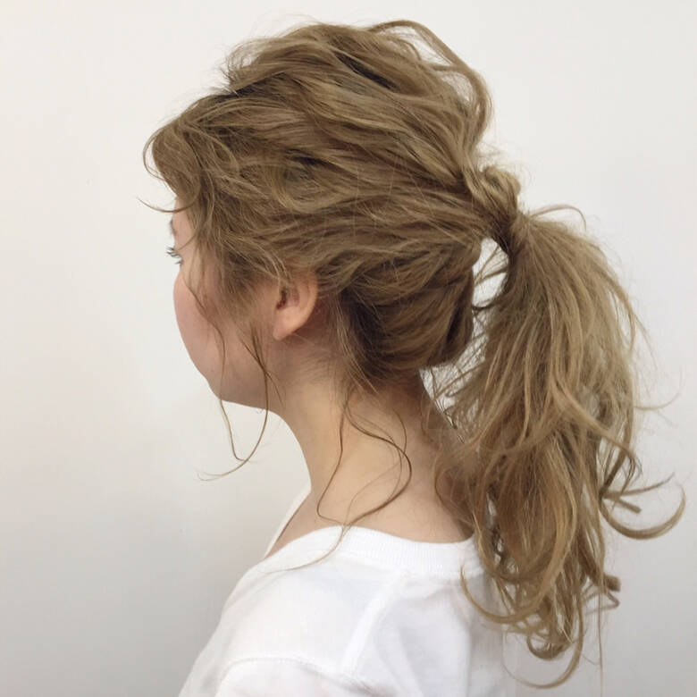 ルーズ ブリーチ セミロング ポニーテール Solas 漁野 陽介 Hair