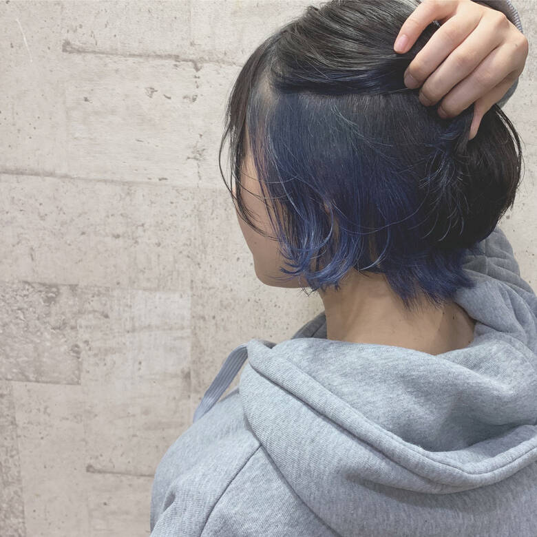 ストリート インナーカラー ブルー ショート Cherie Hairdesign ヨシダタイシ Hair