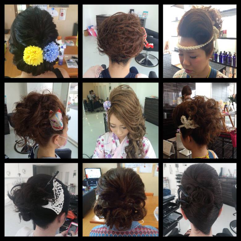 ヘアアレンジ セミロング お祭り 夜会巻 Megamix 掛川店 山田 真由香 924 Hair