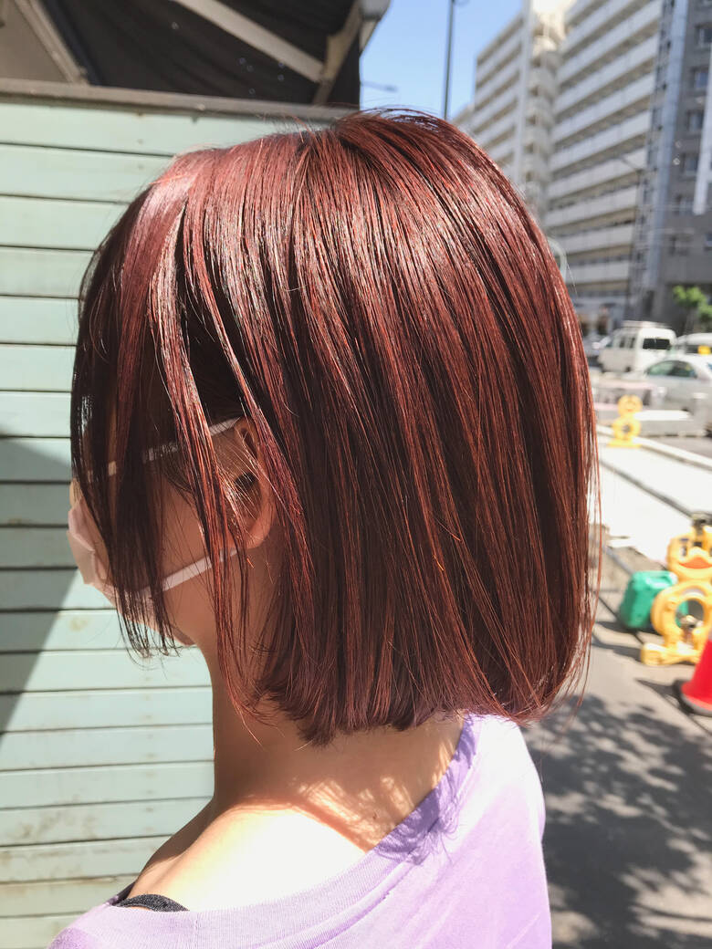切りっぱなしボブ レッドブラウン ブリーチなし ボブ Nv7 Nakameguro Bassy Nv7 Nakameguro Hair 切りっぱなしボブ レッドブラウン ブリーチなし ボブ Nv7 Nakameguro Bassy Nv7 Nakameguro Hair