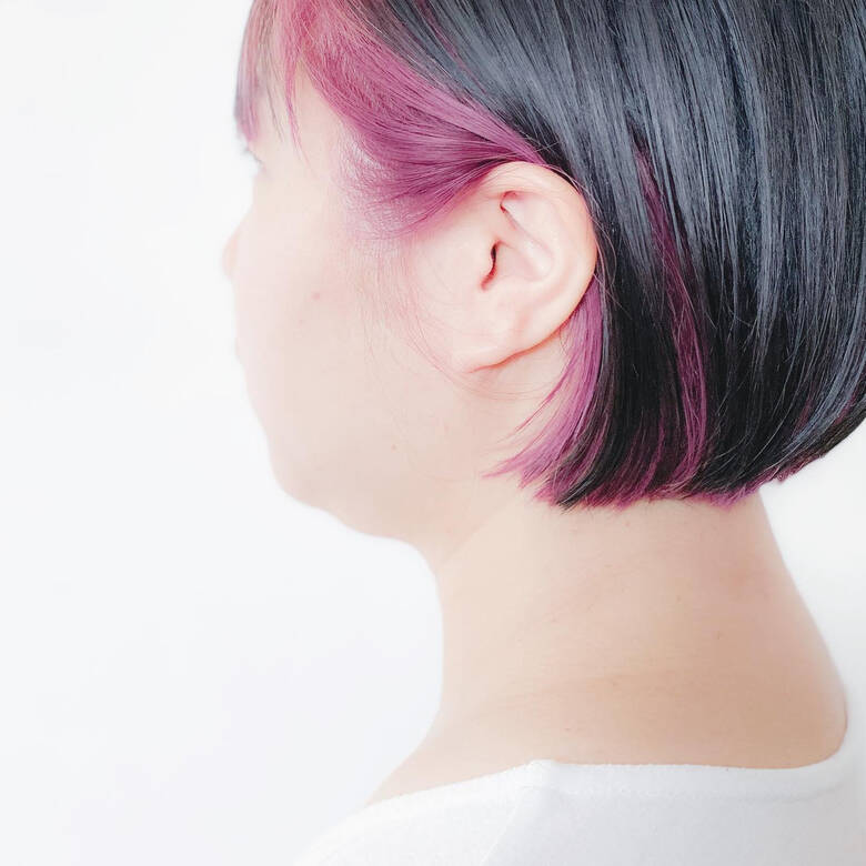 インナーピンク インナーカラーパープル ボブ ナチュラル Creap 山口 誠 Hair