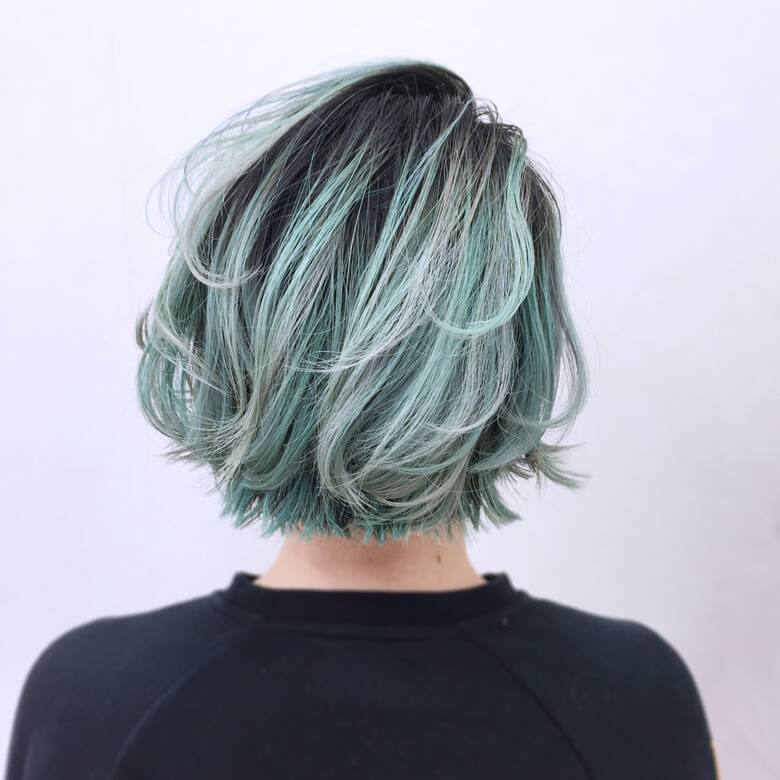 ボブ グラデーションカラー グリーン ニュアンス 電髪倶楽部street Yso Hair ボブ グラデーションカラー グリーン ニュアンス 電髪倶楽部street Yso Hair
