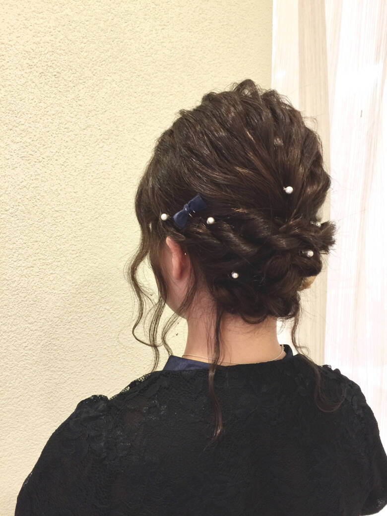 編み込み ヘアアレンジ 結婚式 ミディアム Jolf Salon Original 水上 雅裕 2535 Hair