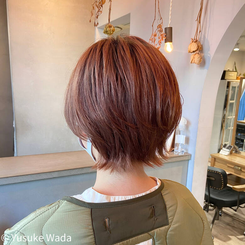 ピンクベージュ ウルフカット ショートヘア マッシュウルフ Acotto Labas Yusuke Wada Hair