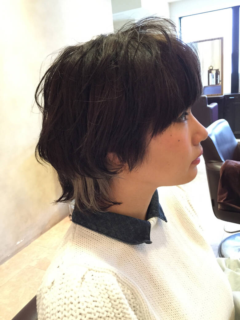 ショート ダブルカラー 黒髪 ウルフカット Hair S Lunetta ヘアーズ ルネッタ 野間祐樹 Hair