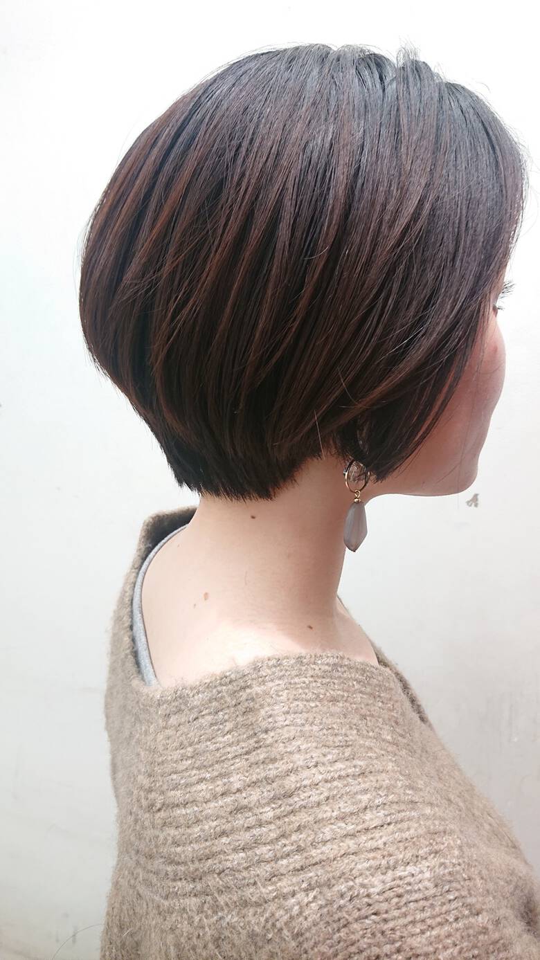 お手入れ簡単 ナチュラル ショートボブ 暗髪 Akamee アカミー 渋谷表参道 井上 雄輝 ショート ボブ パーマ 髪質改善 Hair