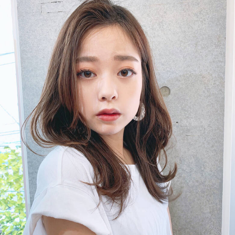 セミロング フェミニン 韓国風ヘアー レイヤーカット Riko 立野克弥 Hair