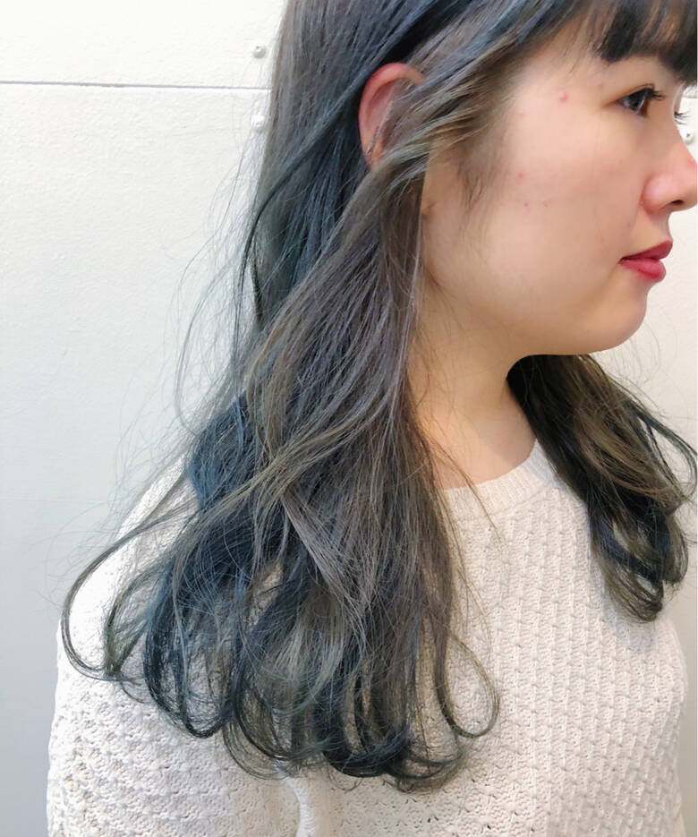 インナーカラー セミロング ブリーチなし 暗髪 La A G F 下地 由美 Hair