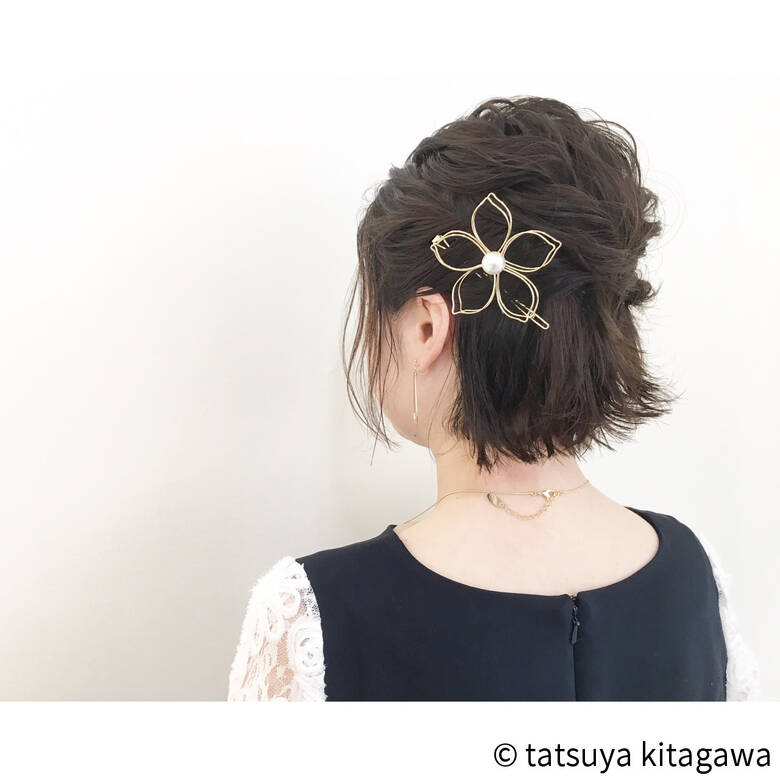 黒髪 結婚式 ボブ ハーフアップ Clarity 京都駅前本店 Tatsuya Kitagawa 2657 Hair